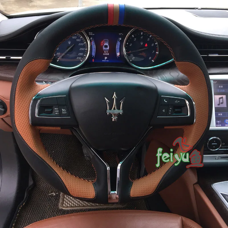 Hand sewn leather steering wheel cover for Maserati quattroporte GT
Hand sewn leather steering wheel cover for Maserati quattroporte GT