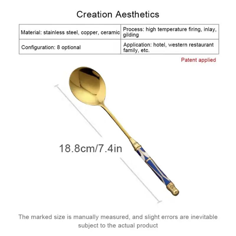 Kitchen Spoon Stainless Steel Gold Dinner Spoons With Ceramic Long Handle Elegant Design Dessert Spoon For Restaurant Wedding
Kitchen Spoon Stainless Steel Gold Dinner Spoons With Ceramic Long Handle Elegant Design Dessert Spoon For Restaurant Wedding