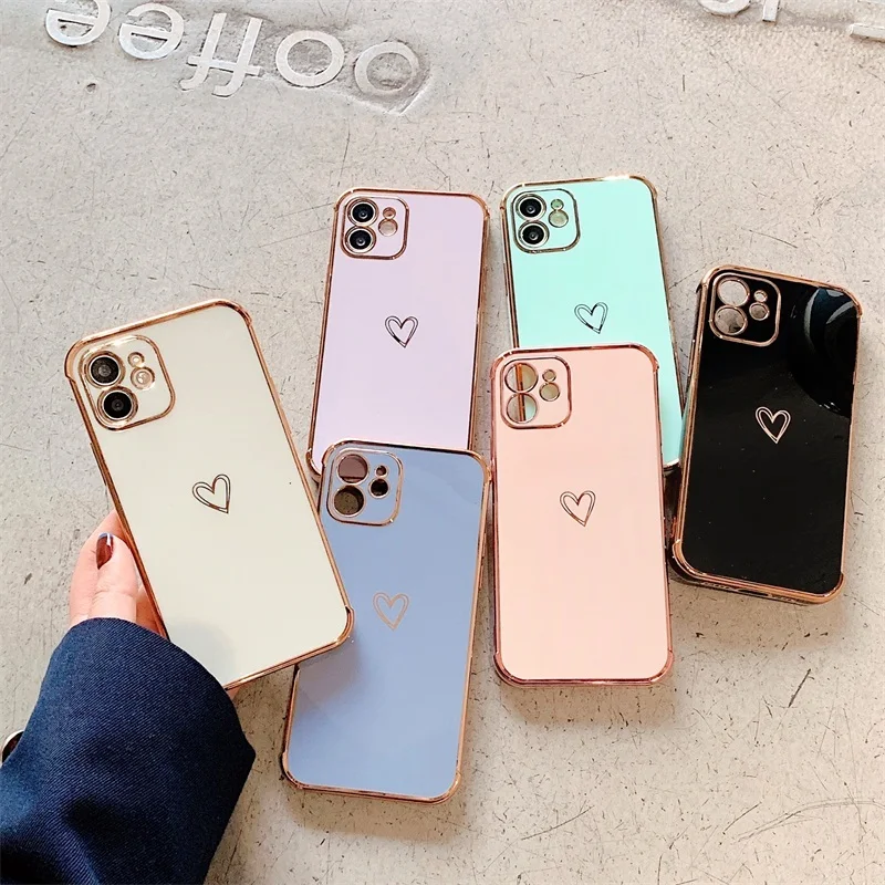 Luxury Gold Plated Electroplated Love heart Case For iPhone 12Pro 11Pro Max XR XS Max 7 8 Plus Shockproof Protective back cover
Luxury Gold Plated Electroplated Love heart Case For iPhone 12Pro 11Pro Max XR XS Max 7 8 Plus Shockproof Protective back cover