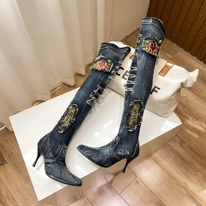 Sexy Women's High Boots Autumn Stretch Denim Runway Shoes For Women Size 35-41Cowgirl Over The Knee Women's Thigh High Boots
Sexy Women's High Boots Autumn Stretch Denim Runway Shoes For Women Size 35-41Cowgirl Over The Knee Women's Thigh High Boots