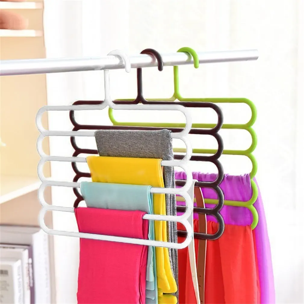 

Anti-slip Magic Multiple Layer Trousers Hanger Multifunction Pants Closet Belt Holder Rack S-type 5 Layers Saving Space