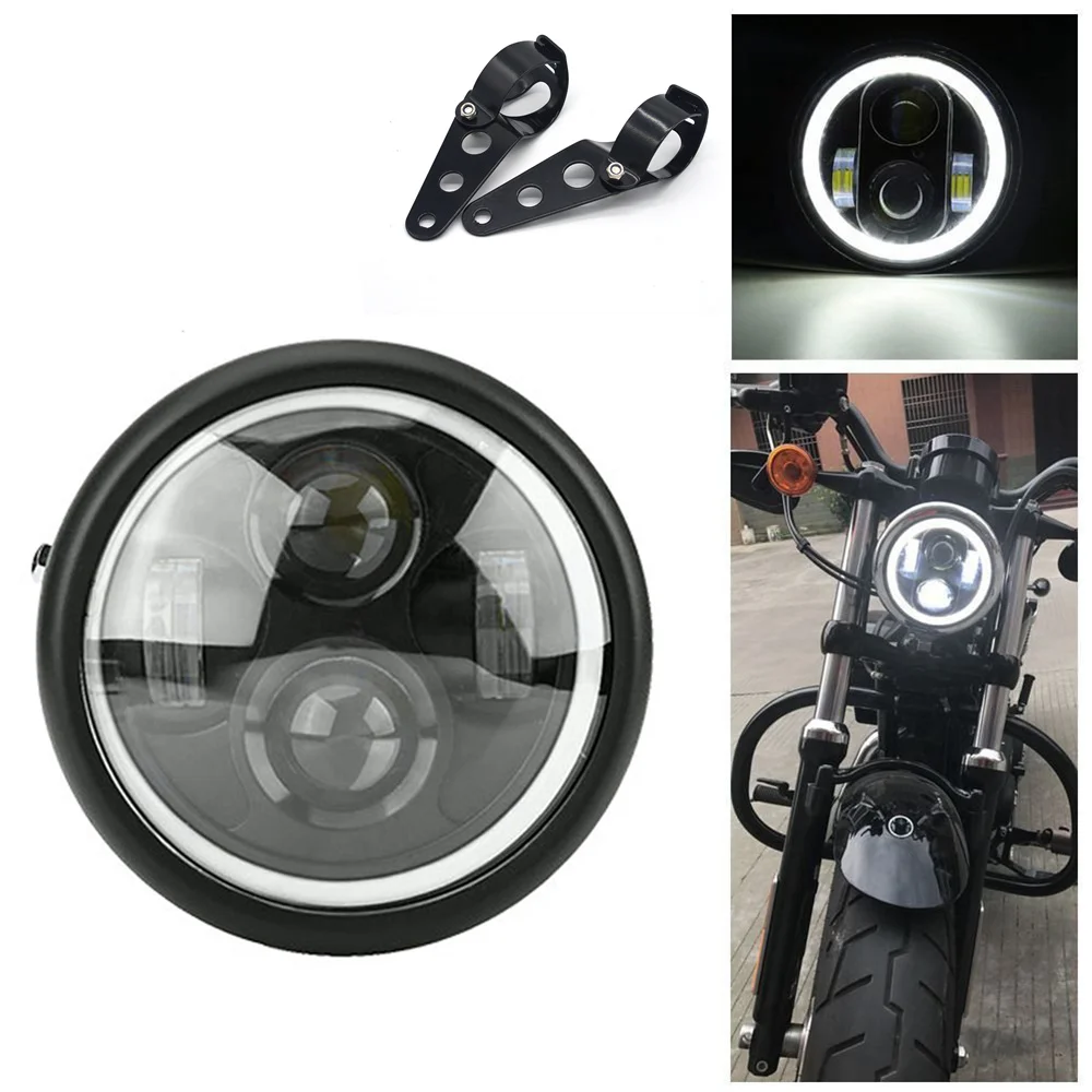 6.5" Motorcycle LED Headlight Hi&Lo HeadLamp Bulb DRL With Angel Ring for Harley Sportster Cafe Racer Bobber Iron 883
6.5" Motorcycle LED Headlight Hi&Lo HeadLamp Bulb DRL With Angel Ring for Harley Sportster Cafe Racer Bobber Iron 883