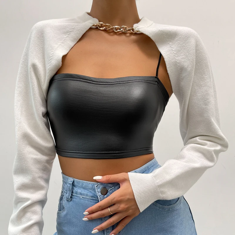 New Fashion Women's Open Front Bolero Shrug Long Sleeve Backless Metal Chain Knit Shawl Arm Sleeves (Without Vest)
New Fashion Women's Open Front Bolero Shrug Long Sleeve Backless Metal Chain Knit Shawl Arm Sleeves (Without Vest)