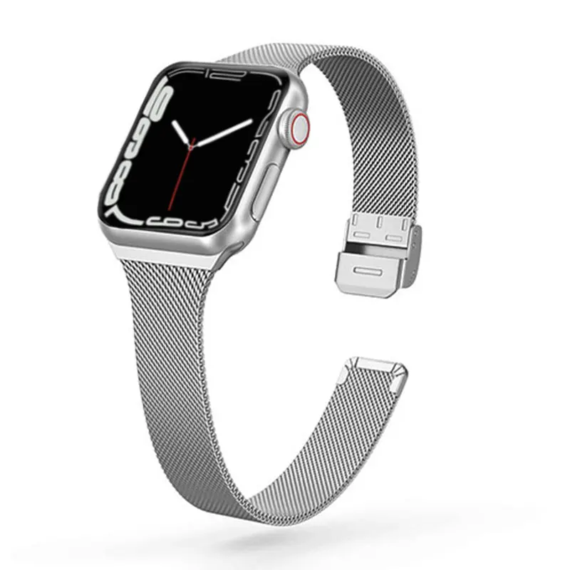 Stainless Steel Metal Watch Band for apple watch 7 strap 44mm 40mm 38mm 42mm 41 45mm Slim Strap for iWatch Series 7 6 5 4 SE 3 2
Stainless Steel Metal Watch Band for apple watch 7 strap 44mm 40mm 38mm 42mm 41 45mm Slim Strap for iWatch Series 7 6 5 4 SE 3 2