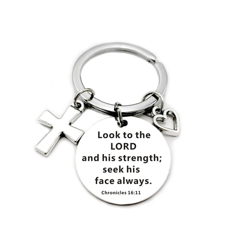 Christian Bible Keychains Cross Heart Charms Scripture Verse Stainless Steel Pendant Key Chain Religious Faith Jewelry
Christian Bible Keychains Cross Heart Charms Scripture Verse Stainless Steel Pendant Key Chain Religious Faith Jewelry