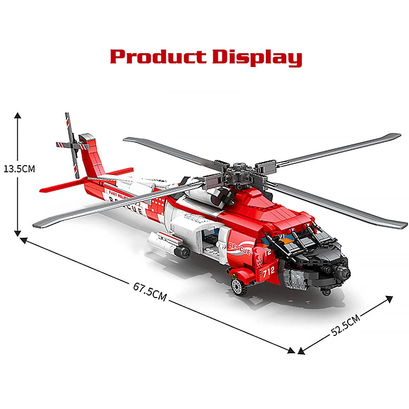 MOC High-Tech Creator Function HH-60J Helicopter Architecture Military Plane Building Blocks Educational Brick Toys KIDS Gifts
MOC High-Tech Creator Function HH-60J Helicopter Architecture Military Plane Building Blocks Educational Brick Toys KIDS Gifts