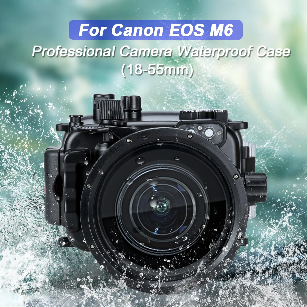 

SeaFrogs 40m/130ft Underwater Camera Housing for Canon EOS M6 18-55 mm lens Waterproof Box Diving Case Bag Cover