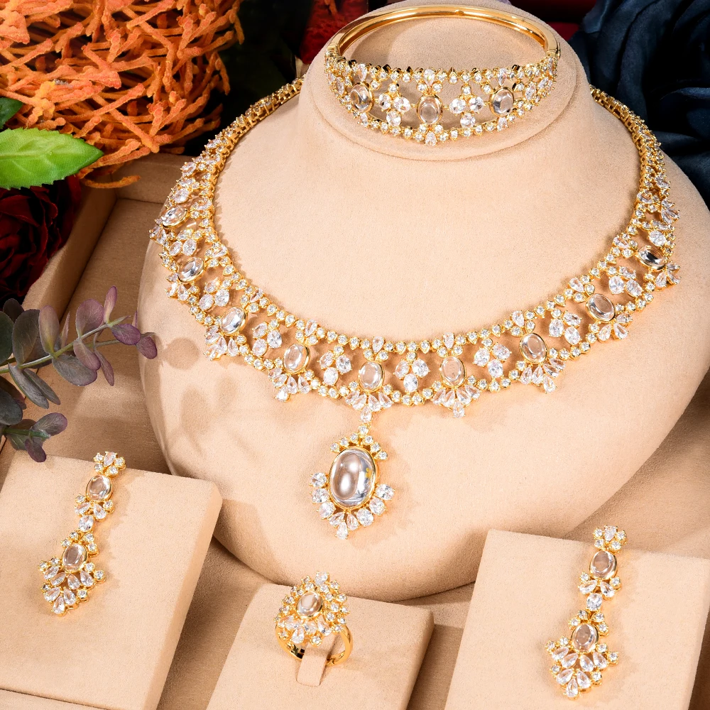 Blachette Trendy Gorgeous Aristocratic High Quality Zircon Jewelry 4PCS Dubai African Bridal Wedding Banquet Luxury Jewelry Set
Blachette Trendy Gorgeous Aristocratic High Quality Zircon Jewelry 4PCS Dubai African Bridal Wedding Banquet Luxury Jewelry Set