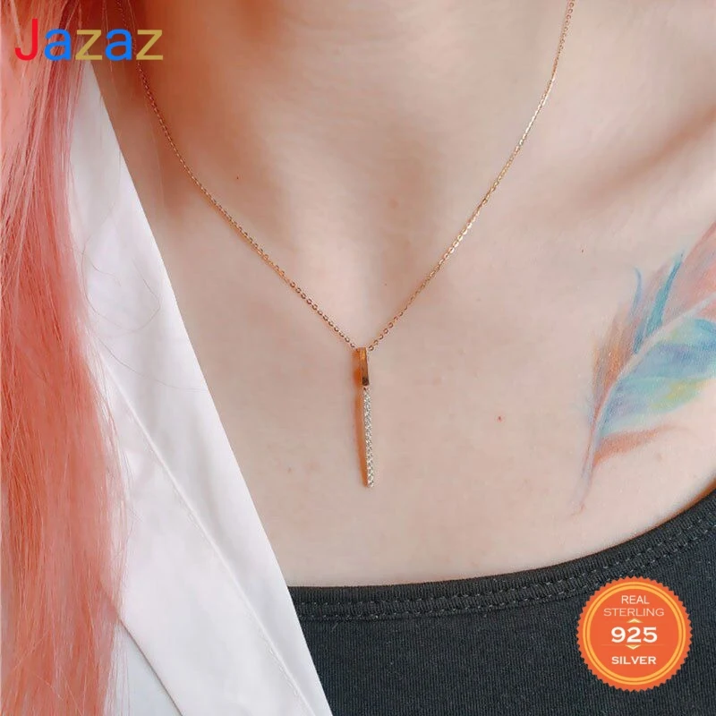 Jazaz 925 Sterling Silver Round Stick Pendant Clavicle Chain Necklace Women Pave Crystal Glamorous Temperament Wedding D001826
Jazaz 925 Sterling Silver Round Stick Pendant Clavicle Chain Necklace Women Pave Crystal Glamorous Temperament Wedding D001826
