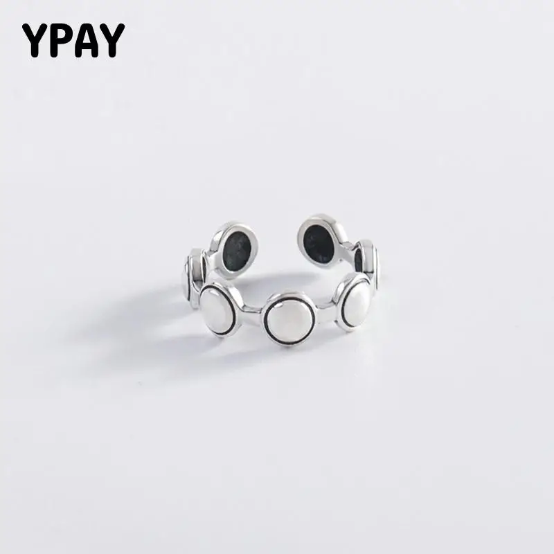 Женское регулируемое кольцо YPAY, корейское Винтажное кольцо с круглыми плоскими бусинами из 100% серебра 925 пробы, YMR808
Женское регулируемое кольцо YPAY, корейское Винтажное кольцо с круглыми плоскими бусинами из 100% серебра 925 пробы, YMR808