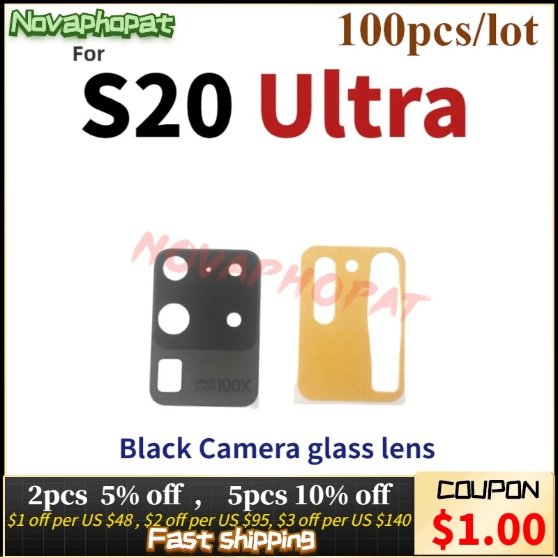 Novaphopat Black Back Big Rear Camera Glass Lens For Samsung S20 Ultra G988 G9880 G988B G988N Camera Lens 100pcs/lot
Novaphopat Black Back Big Rear Camera Glass Lens For Samsung S20 Ultra G988 G9880 G988B G988N Camera Lens 100pcs/lot
