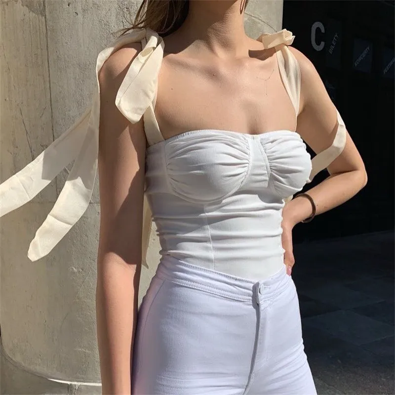 Women Straps Vest Tops Sleeveless Fashion Shirt Push-up Tube Cropped Clothes Bow Tie Shoulder Ruched Bodycon Slim Club Tank Top
Women Straps Vest Tops Sleeveless Fashion Shirt Push-up Tube Cropped Clothes Bow Tie Shoulder Ruched Bodycon Slim Club Tank Top