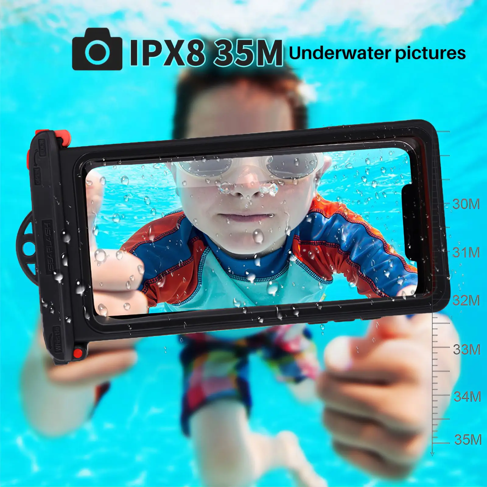 Waterproof Phone Case Lightweight IPX8 With Survival Whistle Design Underwater Case Water Proof Bag Mobile Phone Pouch Cover
Waterproof Phone Case Lightweight IPX8 With Survival Whistle Design Underwater Case Water Proof Bag Mobile Phone Pouch Cover