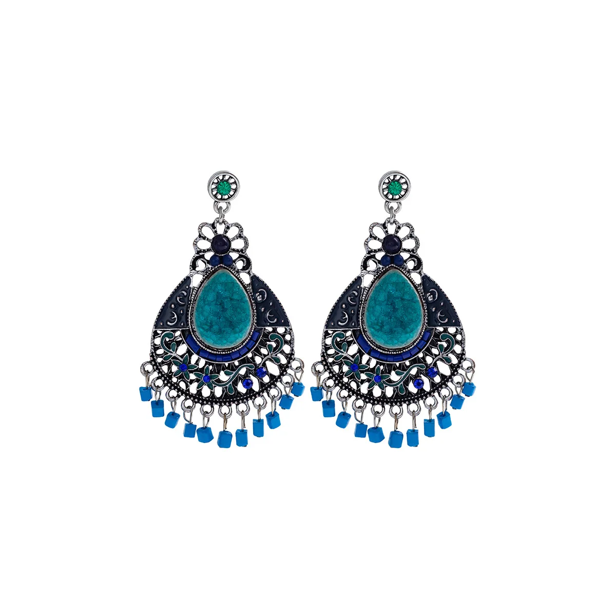 European and American retro fashion alloy water drop earrings Bohemian ethnic style diamond inlaid acrylic Earrings women's Earr 
European and American retro fashion alloy water drop earrings Bohemian ethnic style diamond inlaid acrylic Earrings women's Earr
