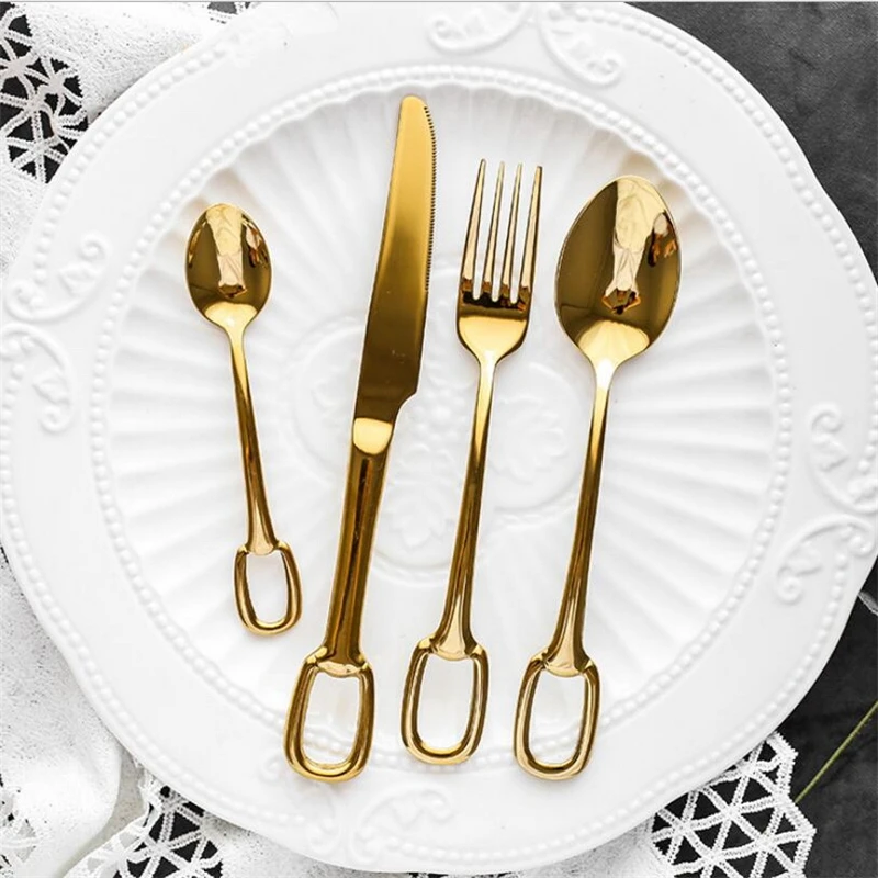 4Pcs Knife Fork Spoon Set Nordic Stainless Steel Tableware 304 Titanium Plated Knife Spoon Fork Coffee Spoon Tableware Set Tool 
4Pcs Knife Fork Spoon Set Nordic Stainless Steel Tableware 304 Titanium Plated Knife Spoon Fork Coffee Spoon Tableware Set Tool