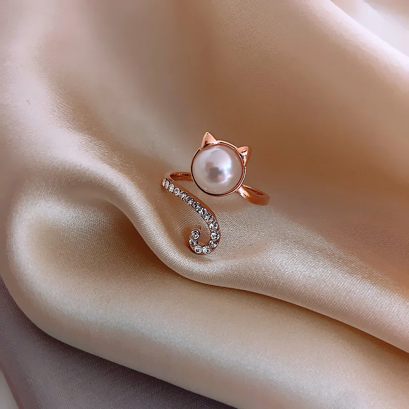 Cute Female Small Cat Small Ring Luxury Pearl Gold Color Engagement Ring Trendy Vintage Crystal Wedding Rings For Women
Cute Female Small Cat Small Ring Luxury Pearl Gold Color Engagement Ring Trendy Vintage Crystal Wedding Rings For Women
