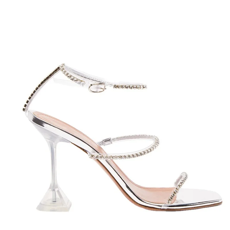 Women's Pumps Fashion Crystal Rhinestone Slippers Transparent Shaped High Heels Sandals Ankle Buckle Ladies Wedding Shoes
Women's Pumps Fashion Crystal Rhinestone Slippers Transparent Shaped High Heels Sandals Ankle Buckle Ladies Wedding Shoes