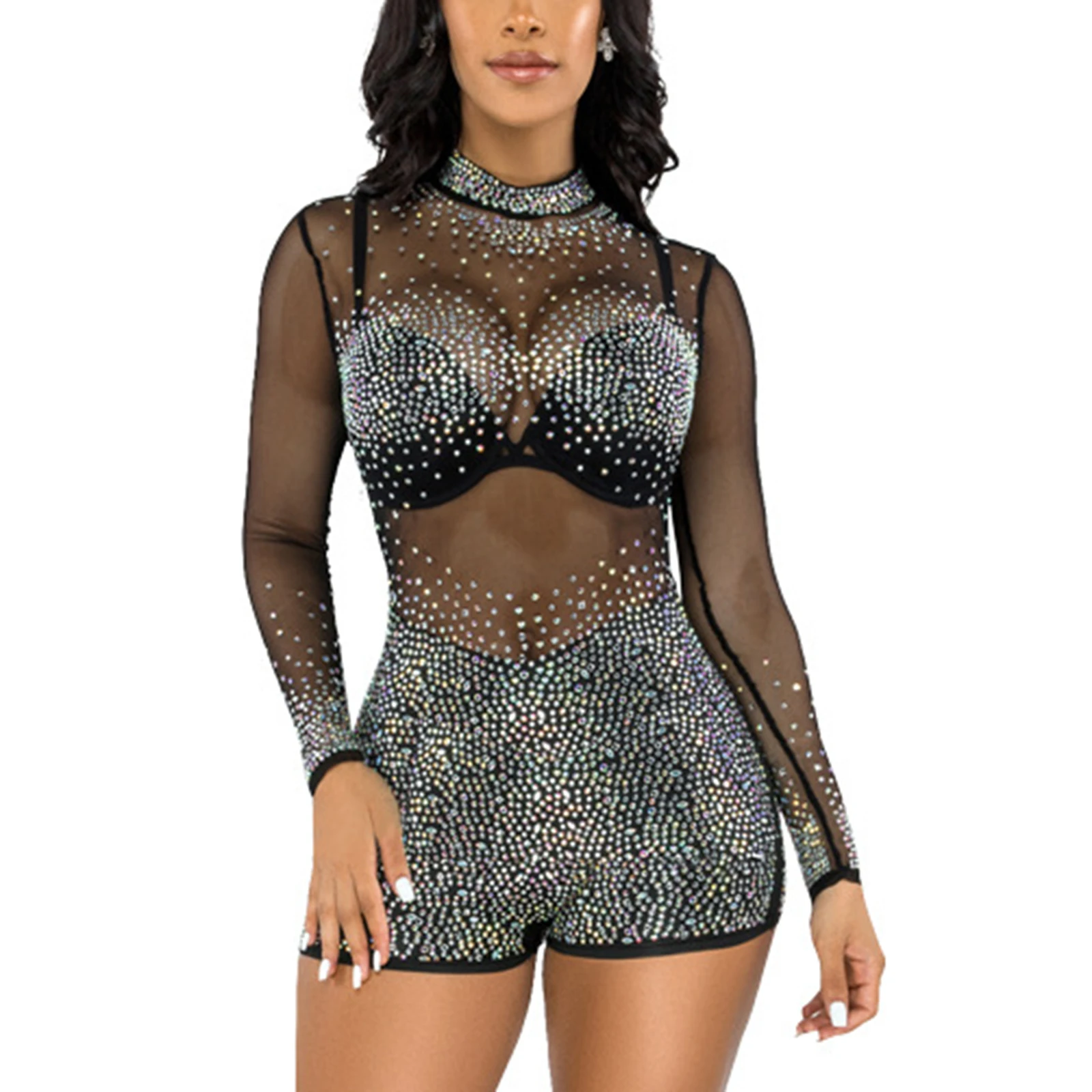 Womens Glitter Cocktail Party Club Costume Sheer Mesh Romper Figure Ice Skating Dance Jumpsuit Sparkling Party Latin Dancewear
Womens Glitter Cocktail Party Club Costume Sheer Mesh Romper Figure Ice Skating Dance Jumpsuit Sparkling Party Latin Dancewear