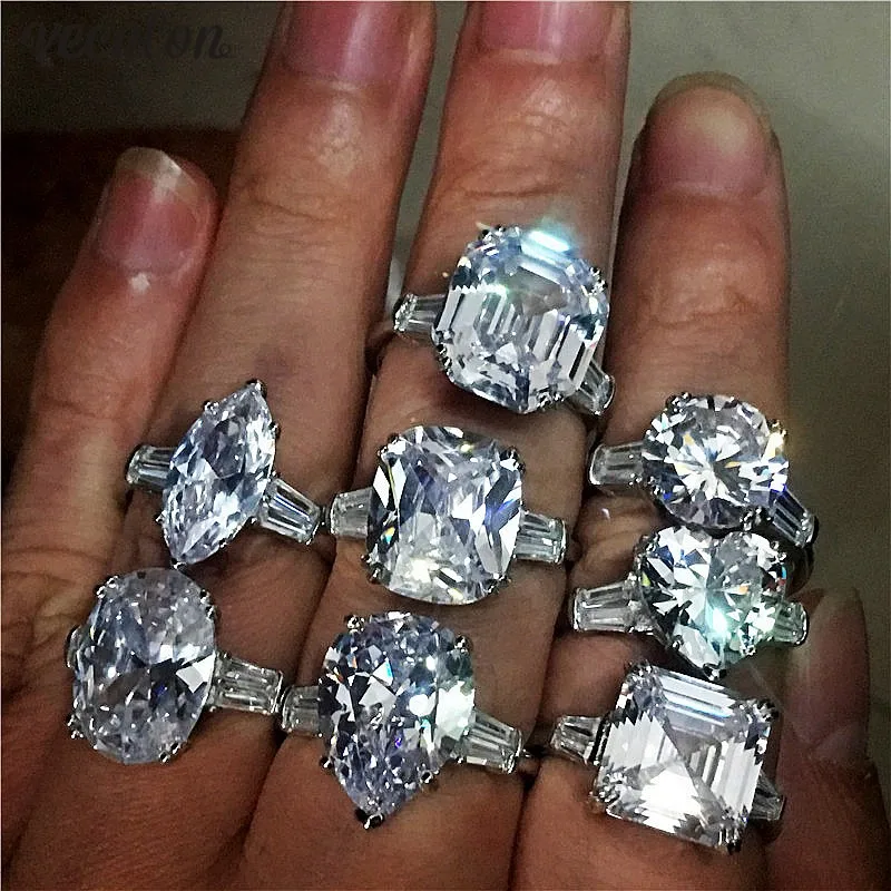 Vecalon Luxury Promise Ring 925 sterling silver Various Big AAAAA Sona Cz Engagement Wedding band rings for women men Jewelry
Vecalon Luxury Promise Ring 925 sterling silver Various Big AAAAA Sona Cz Engagement Wedding band rings for women men Jewelry
