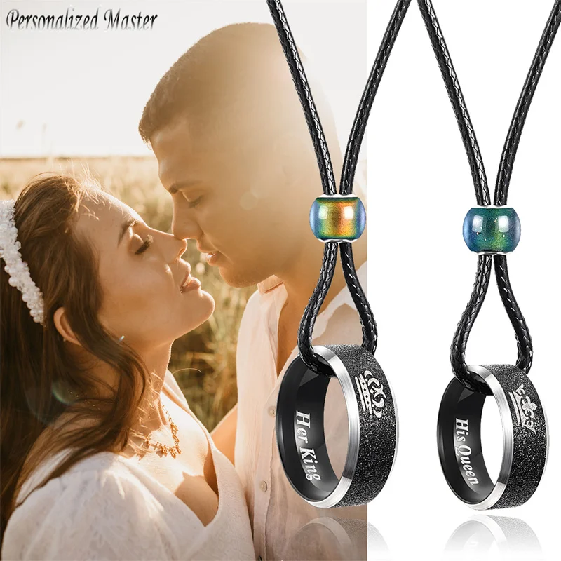 Personalized Master Engraved "Her King&His Queen" Lovers Ring Stainless Steel Couples Rings Necklace Custom Name Valentines Gift
Personalized Master Engraved "Her King&His Queen" Lovers Ring Stainless Steel Couples Rings Necklace Custom Name Valentines Gift