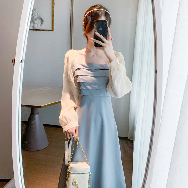CGC 2021 French Vintage Classy Autumn Dress Woman Sexy Square Collar Elegant High Waist Dresses Female Long Sleeve Party Vestido
CGC 2021 French Vintage Classy Autumn Dress Woman Sexy Square Collar Elegant High Waist Dresses Female Long Sleeve Party Vestido