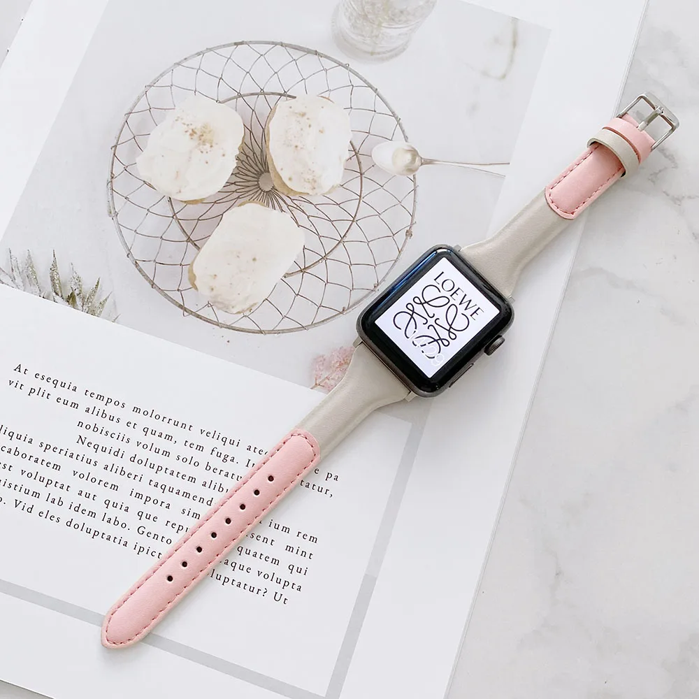 Тонкий кожаный ремешок для Apple Watch SE 44 мм 40 мм, тонкий розовый браслет для iWatch Series 6/5/4/3, 38 мм 42 мм
Тонкий кожаный ремешок для Apple Watch SE 44 мм 40 мм, тонкий розовый браслет для iWatch Series 6/5/4/3, 38 мм 42 мм