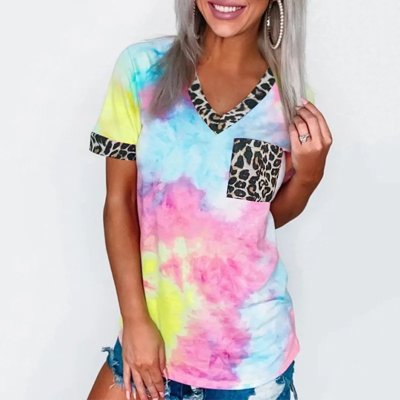 Tie-dye Leopard Stitching Graphic Tees Women Plus Size Pocket V-neck Short-sleeved T-shirt Aesthetic 2020 Harajuku Shirts
Tie-dye Leopard Stitching Graphic Tees Women Plus Size Pocket V-neck Short-sleeved T-shirt Aesthetic 2020 Harajuku Shirts