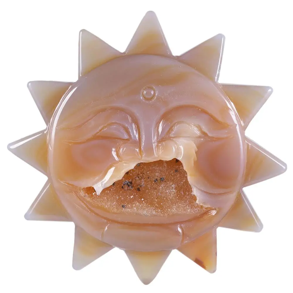 TUMBEELLUWA Sun Carved Natural Agate Geode with Stand,Reiki Crystal Stone Sculpture Figurine Healing for Collection Home Decor
TUMBEELLUWA Sun Carved Natural Agate Geode with Stand,Reiki Crystal Stone Sculpture Figurine Healing for Collection Home Decor