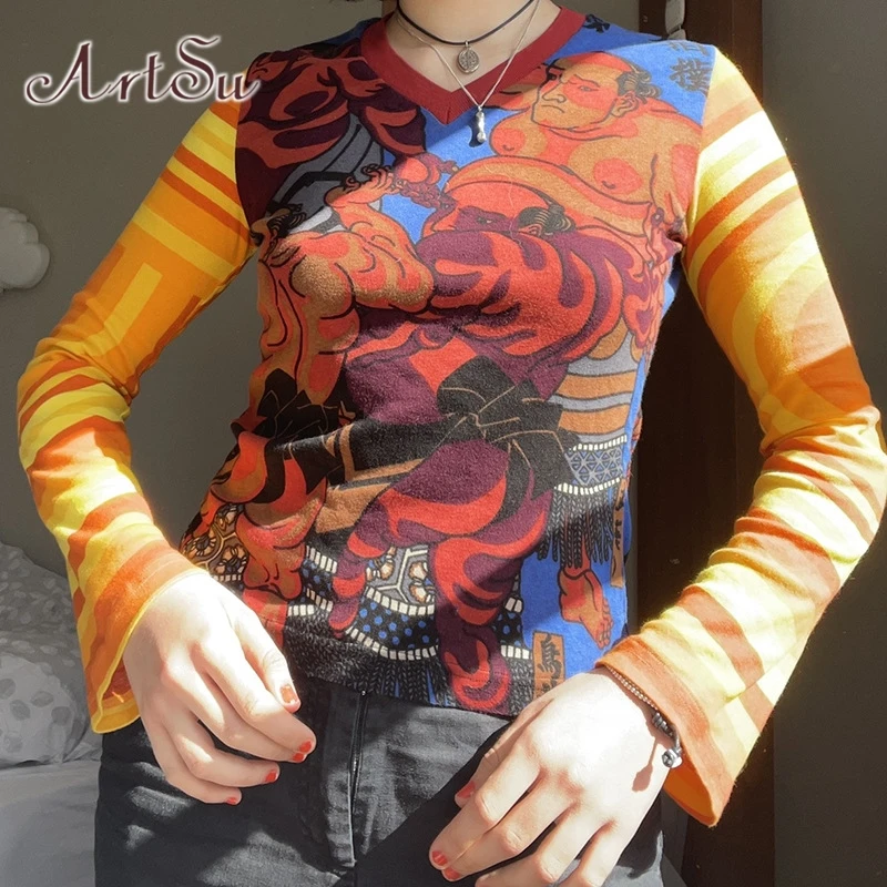 ArtSu Long Sleeve T-Shirt Y2K Clothes Autumn Streetwear V Neck Graphic Tshirt Crop Tops Patchwork Tee Shirt Femme Women Clothing
ArtSu Long Sleeve T-Shirt Y2K Clothes Autumn Streetwear V Neck Graphic Tshirt Crop Tops Patchwork Tee Shirt Femme Women Clothing