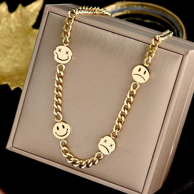 316L stainless steel smiling face simple hip-hop street lengthened metal wind students personality lovers disco collarbone chain
316L stainless steel smiling face simple hip-hop street lengthened metal wind students personality lovers disco collarbone chain