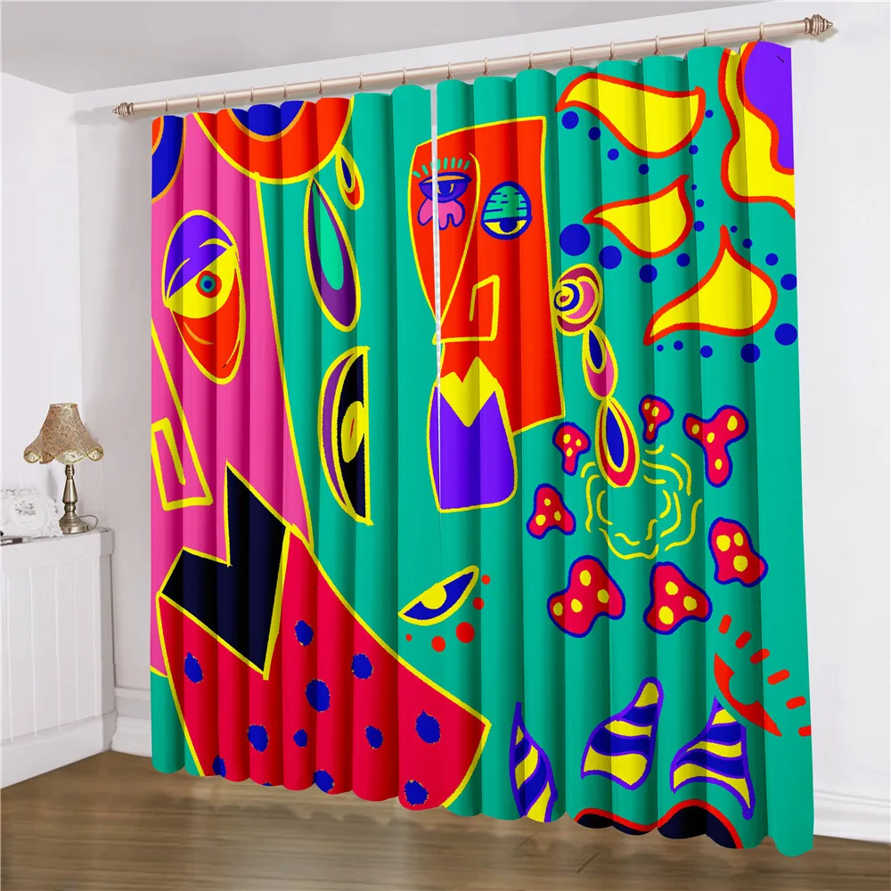 

Абстрактная серия занавесок s красочные художественные оконные занавески 3D печать для гостиной оконные занавески домашний текстиль оконна...