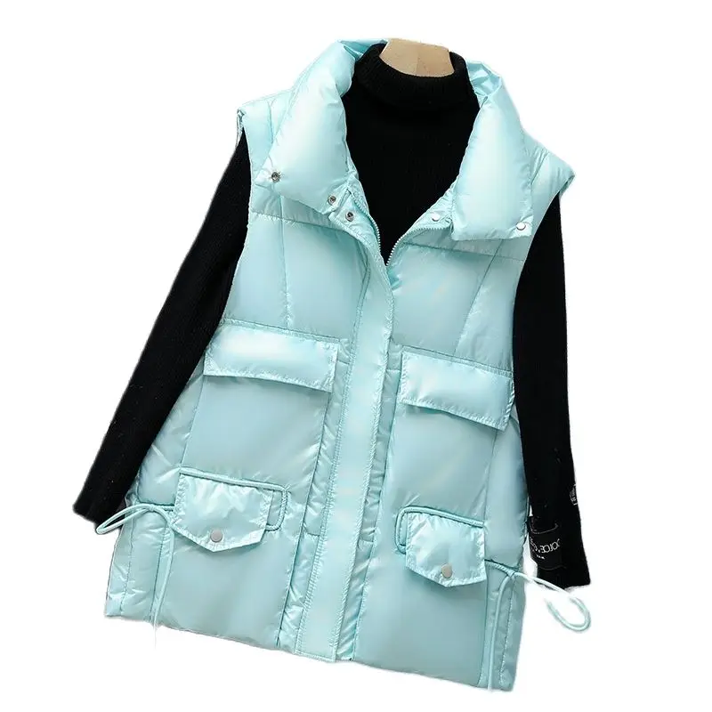 Women Autumn Winter Stand Collar Sleeveless Windproof Short Ribbon Vest Coat Waistcoat Puffer Jacket Cotton Padded Parkas
Women Autumn Winter Stand Collar Sleeveless Windproof Short Ribbon Vest Coat Waistcoat Puffer Jacket Cotton Padded Parkas