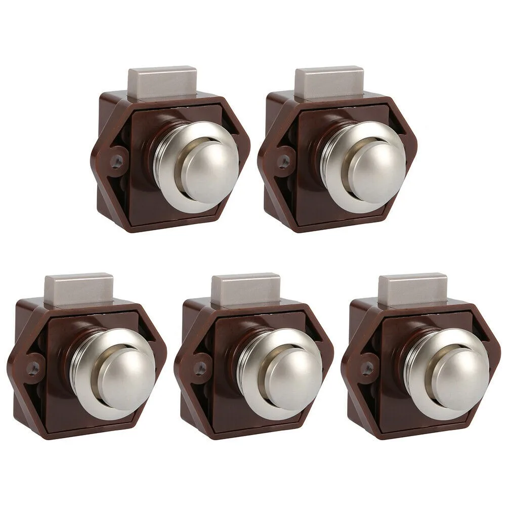 5pcs Brown Cupboard Push Button Catch Lock Knob Cabinet Latch Camper RV Motorhome Furniture Locks Universal
5pcs Brown Cupboard Push Button Catch Lock Knob Cabinet Latch Camper RV Motorhome Furniture Locks Universal