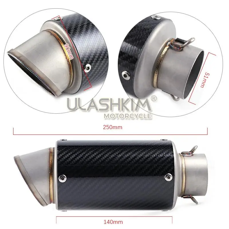 E-mark 36-51mm Universal Motorcycle Real Carbon Fiber SC GP Racing Exhaust Muffler Slip On Dirt Street Bike Scooter ATV Pipe
E-mark 36-51mm Universal Motorcycle Real Carbon Fiber SC GP Racing Exhaust Muffler Slip On Dirt Street Bike Scooter ATV Pipe