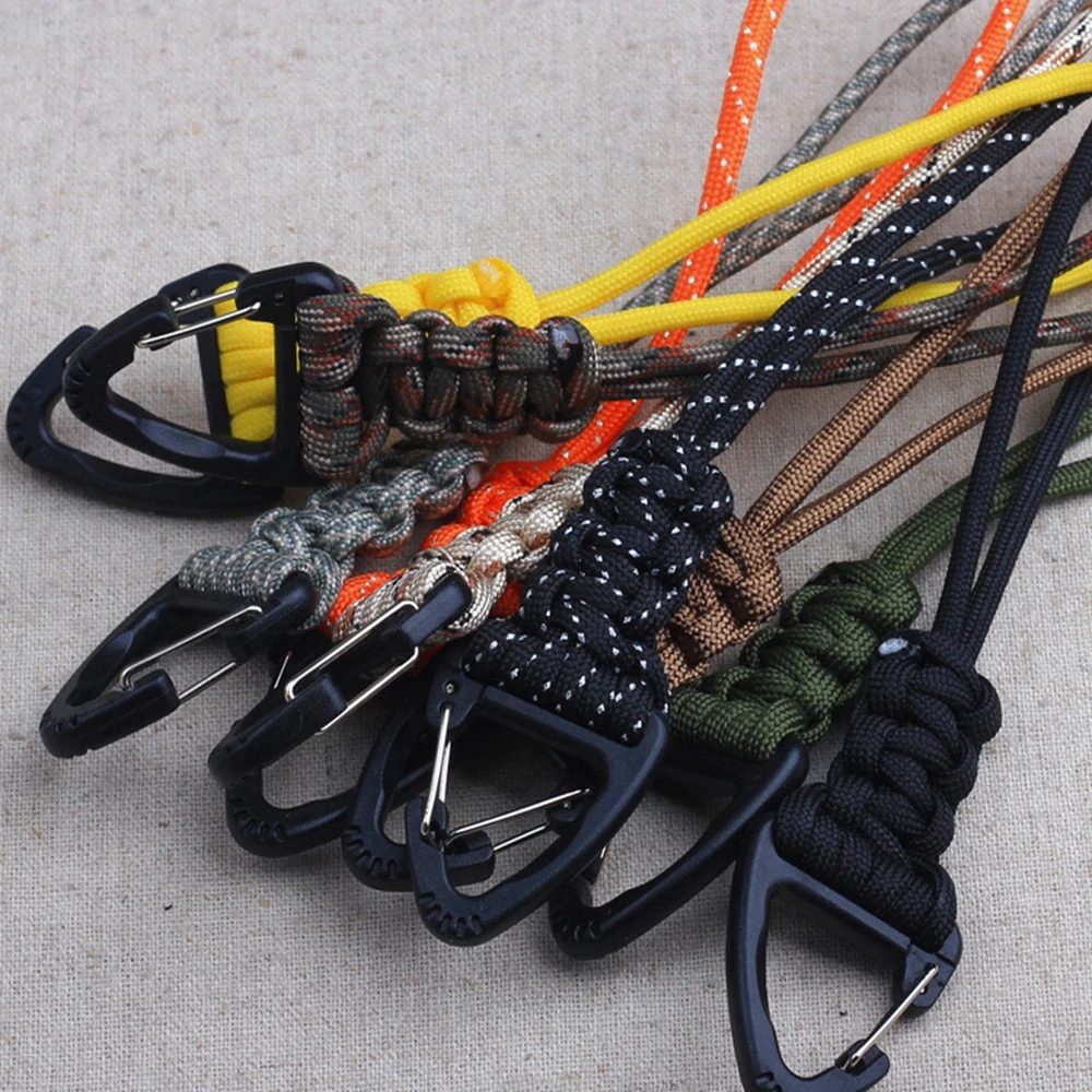 

1PC Paracord Keychain Lanyard Metal Triangle Buckle Outdoor Survival Key Ring Parachute Rope High Strength Cord Carabiner