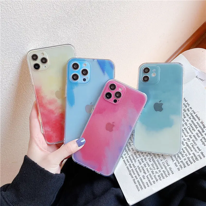 Transparent Gradient Watercolor Phone Case For 12 Mini 11 Pro Max 7 8 plus X XR XS Max SE 2020 Fashion Full Lens Soft Back Cover
Transparent Gradient Watercolor Phone Case For 12 Mini 11 Pro Max 7 8 plus X XR XS Max SE 2020 Fashion Full Lens Soft Back Cover