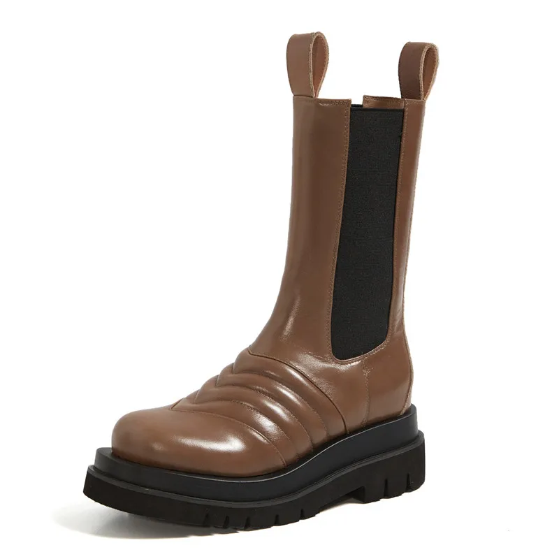 Mid-calf Platform Matin Boots Thick Bottom Genuine Leather Women Boots Elastic Band Slip-on Short Boots Botas Feminina
Mid-calf Platform Matin Boots Thick Bottom Genuine Leather Women Boots Elastic Band Slip-on Short Boots Botas Feminina