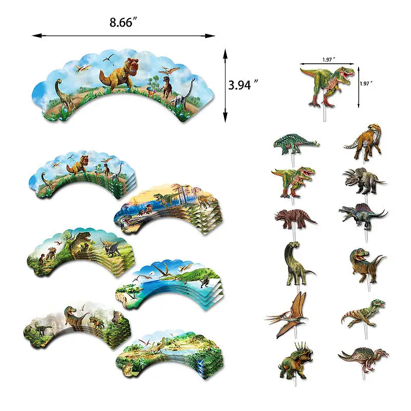 24pcs Birthday Dinosaur Party Cupcake Wrappers Toppers Cake Decorations Baby Shower 2nd 3rd 4th 5th Birthday Dino Party Supplies
24pcs Birthday Dinosaur Party Cupcake Wrappers Toppers Cake Decorations Baby Shower 2nd 3rd 4th 5th Birthday Dino Party Supplies