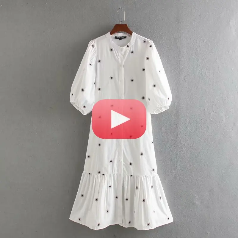 2020 women vintage lantern sleeve flower embroidery midi shirtdress female hem pleats vestidos chic casual loose dresses DS3436
2020 women vintage lantern sleeve flower embroidery midi shirtdress female hem pleats vestidos chic casual loose dresses DS3436