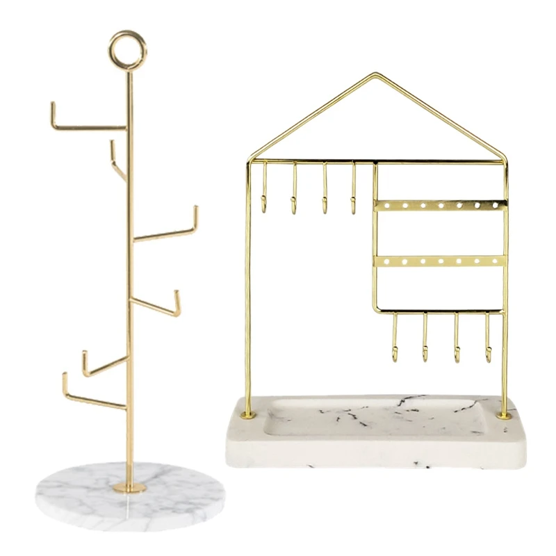 2 Pcs Creative Jewelry Storage Jewelry Rack Earrings Necklace Jewelry Display Rack, White-Gold & Golden
2 Pcs Creative Jewelry Storage Jewelry Rack Earrings Necklace Jewelry Display Rack, White-Gold & Golden