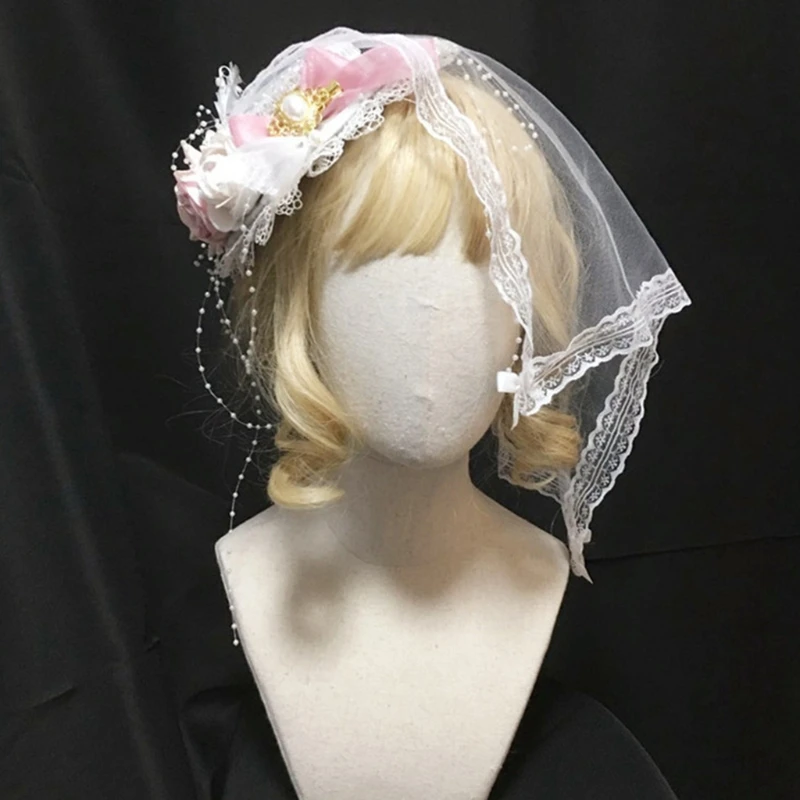 K3NF Sweet Lolita Lace Top Hat with Mesh Veil Sweet Bow Rose Flower Bonnet Flat Cap
K3NF Sweet Lolita Lace Top Hat with Mesh Veil Sweet Bow Rose Flower Bonnet Flat Cap