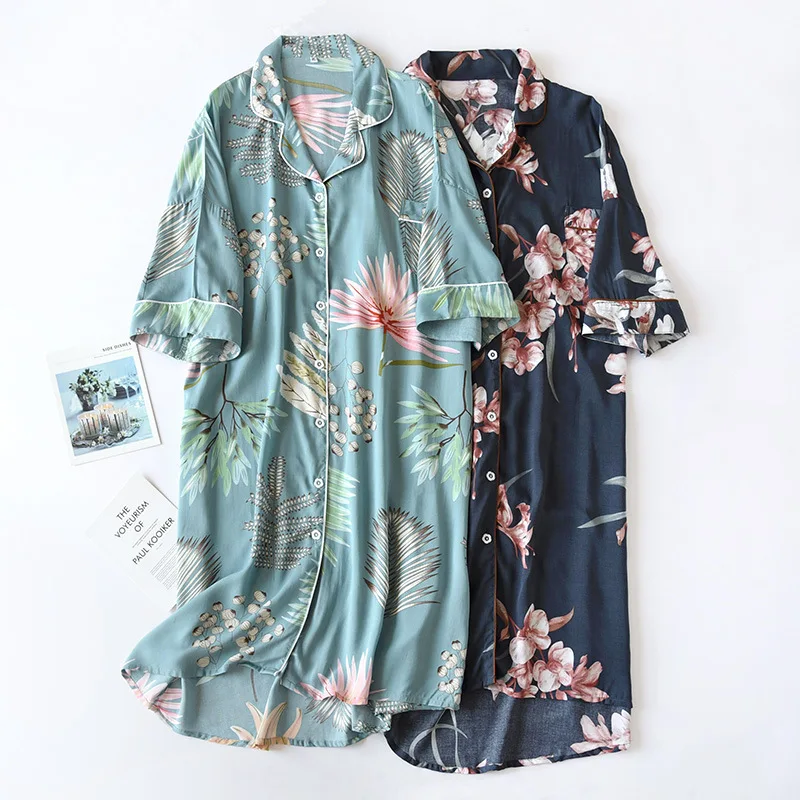 Japanese Sweet Nightdress Short Sleeve Indoor Sleep Dress Women Sleepwear Summer Viscose Fresh Flowers Nightgowns Women
Japanese Sweet Nightdress Short Sleeve Indoor Sleep Dress Women Sleepwear Summer Viscose Fresh Flowers Nightgowns Women