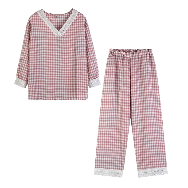 Women Pajama Sets Plaid Long Sleeve and Pants V-neck Sleepwear Sweet Lovely Comfortable Casual Home Lounge Korean Style Ulzzang
Women Pajama Sets Plaid Long Sleeve and Pants V-neck Sleepwear Sweet Lovely Comfortable Casual Home Lounge Korean Style Ulzzang