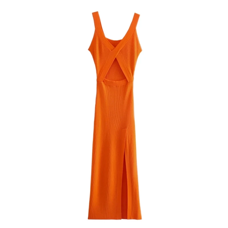 Summer Women Cross V Neck Hollow Design Side Slit Midi Dress Female Knitted Clothes Casual Lady Slim Vestido D7793
Summer Women Cross V Neck Hollow Design Side Slit Midi Dress Female Knitted Clothes Casual Lady Slim Vestido D7793
