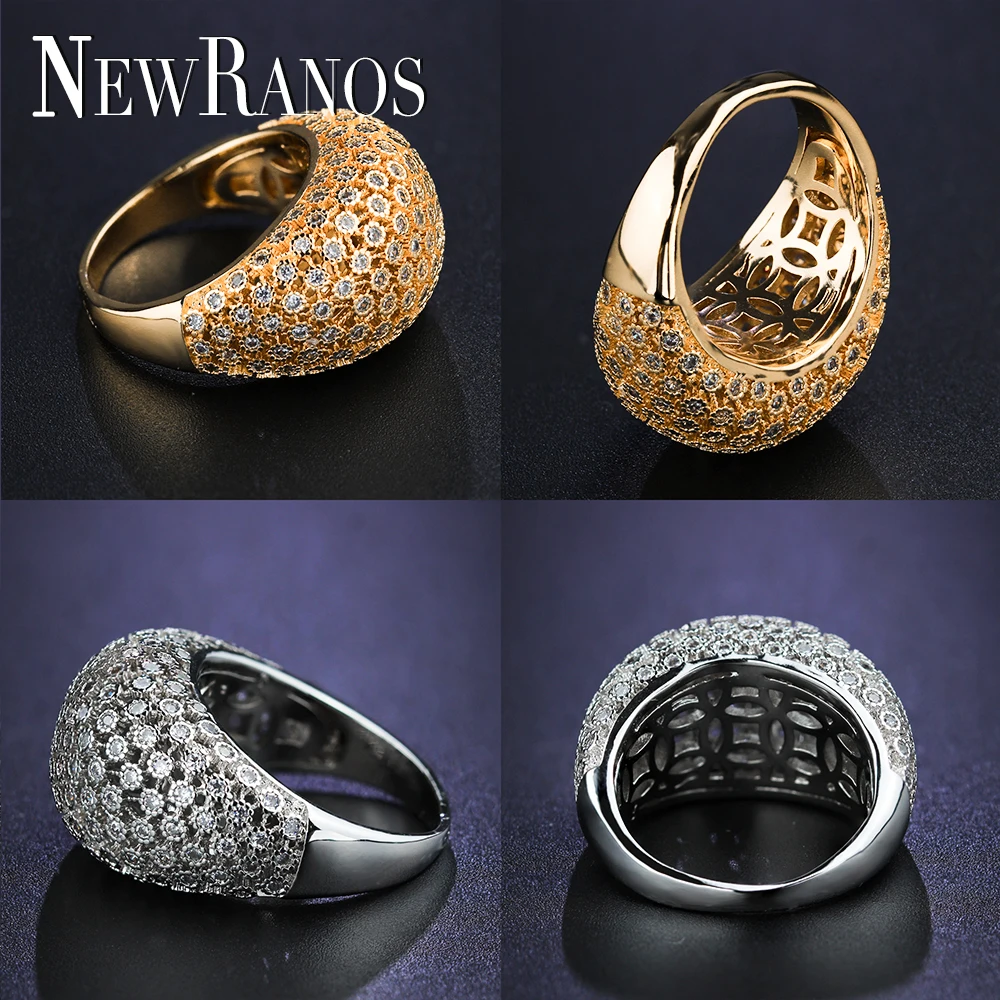 Newranos Hollow Finger Ring Micro Zirconias Pave Silver Color Unique for Fashion Jewelry Accessories R09GY1292 | Украшения и