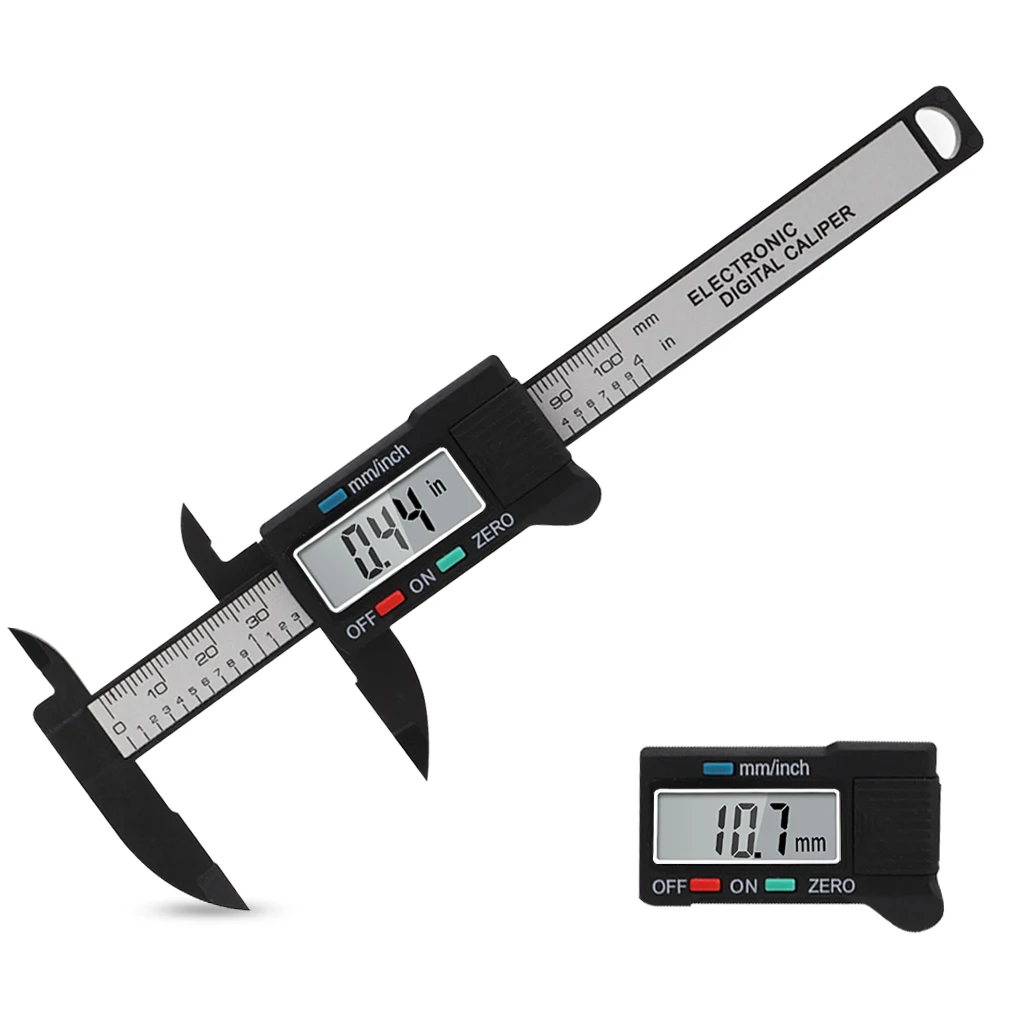 Electronic Digital Caliper Carbon Fibre Vernier Calipers Plastic Gauge Micrometer Ruler Measuring Tools Instrument 0-100mm
Electronic Digital Caliper Carbon Fibre Vernier Calipers Plastic Gauge Micrometer Ruler Measuring Tools Instrument 0-100mm