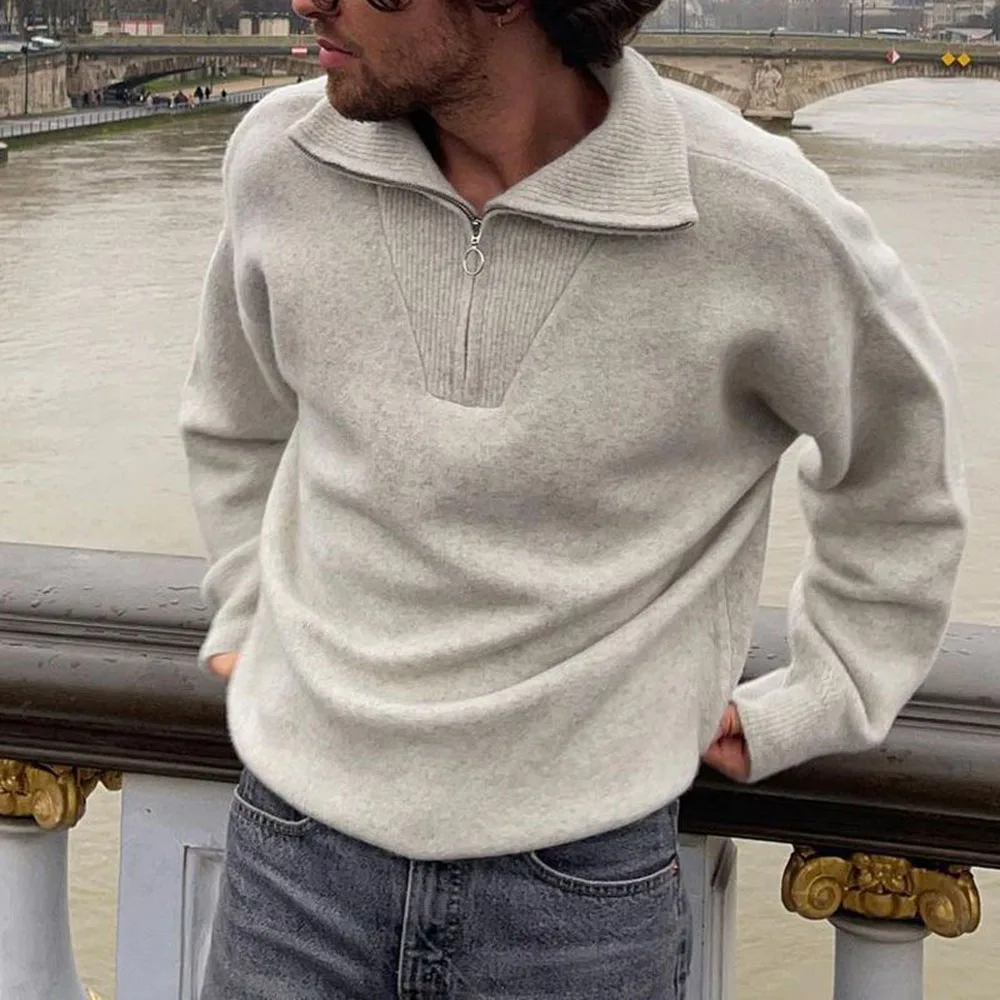 Autumn New 2021 Casual Knitting Sweater Solid Color Loose Simplicity Fashion Lapel Long Sleeve Zipper Pullover Mens Knitwear
Autumn New 2021 Casual Knitting Sweater Solid Color Loose Simplicity Fashion Lapel Long Sleeve Zipper Pullover Mens Knitwear