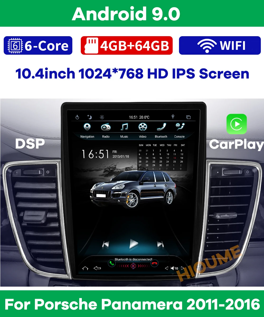 10 4 'ƌ Core Android 9 0 Verticial Экран автомобиль радио навигации для Porsche Panamera 2011 2016 GPS