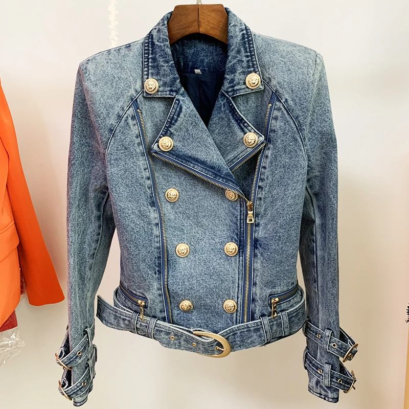 2022 Designer Fashion Women's HIGH STREET Newest Lion Buttons Denim Motorcycle Biker Jacket
2022 Designer Fashion Women's HIGH STREET Newest Lion Buttons Denim Motorcycle Biker Jacket