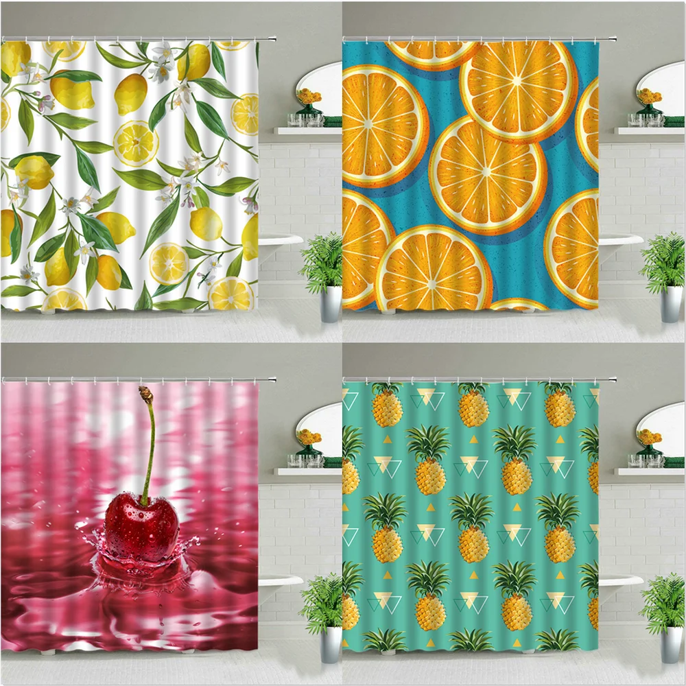 Summer Fruit Shower Curtain Exotic Lemon Flower Leave Plant Pineapple Cherry Strawberry Bathroom Waterproof Fabric Bath Curtains
Summer Fruit Shower Curtain Exotic Lemon Flower Leave Plant Pineapple Cherry Strawberry Bathroom Waterproof Fabric Bath Curtains
